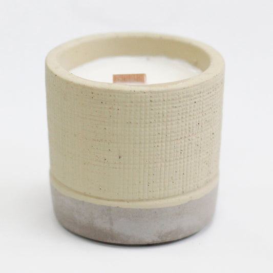 Cream Concrete Wooden Wick Candle - Coffee In The Club