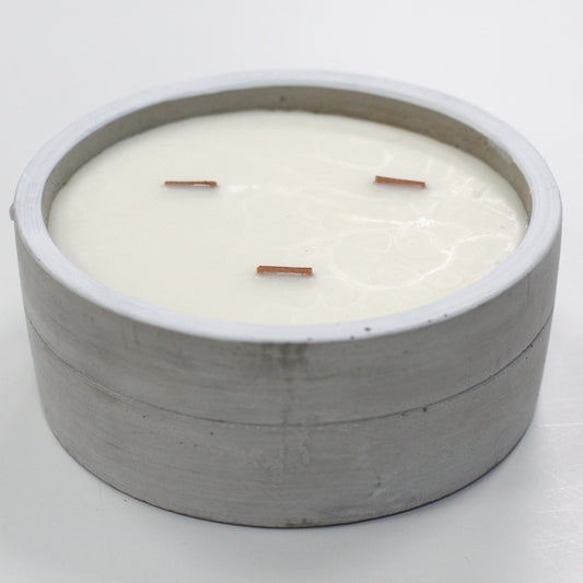 Concrete Wooden Wick Candle - Patchouli & Dark Amber