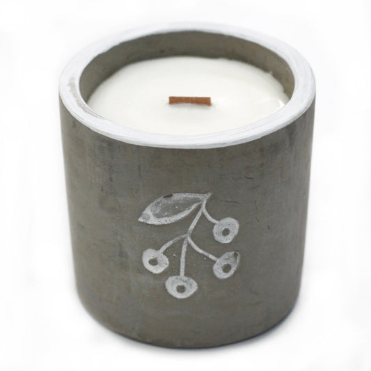 Concrete Wooden Wick Candle - Juniper & Sweet Gin