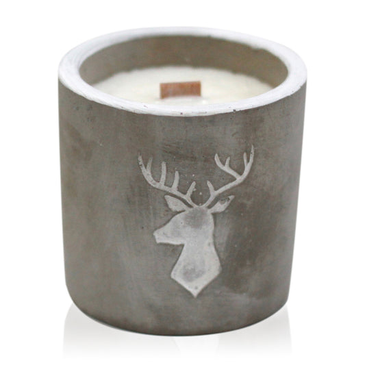 Concrete Wooden Wick Candle - Whiskey & Wood Smoke