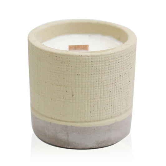 Cream Concrete Wooden Wick Candle - Coffee In The Club