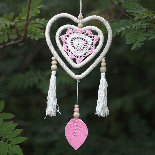 Pink Heart In Heart Dream Catcher - Medium