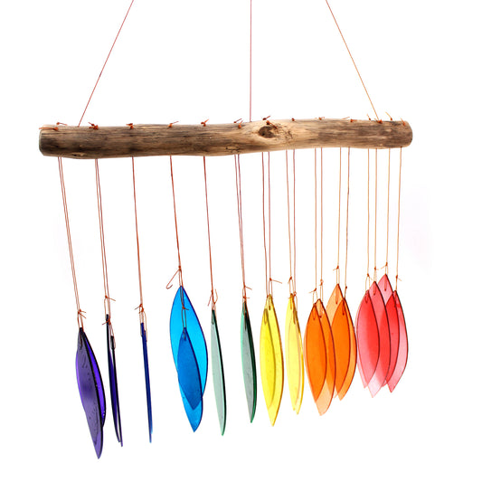 Recycled Glass Rainbow Wind Chimes - Multi Coloured