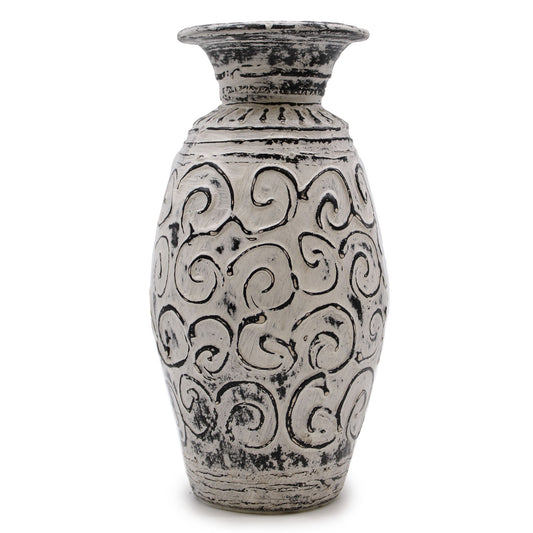 Swirl Patterned Cream Vase From Lombok