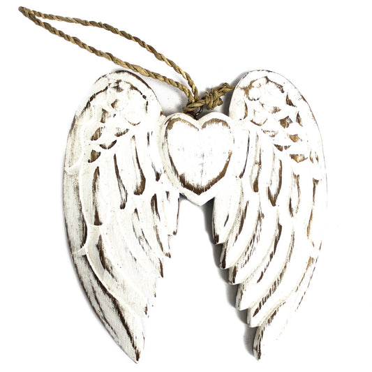 Hand Crafted 15cm Small Double Angel Wing With Heart