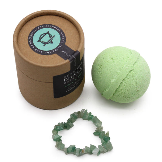 Green Aventurine Gem Bracelet Bath Bomb - Lemon & Lime